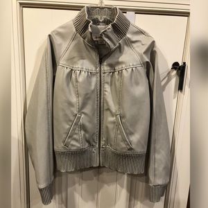 Hydraulic Faux Leather Jacket Light Gray Size S